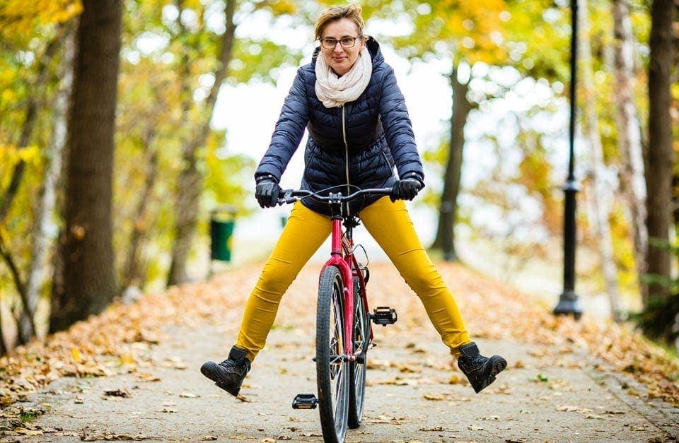 woman riding a bike