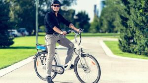 man riding an electric bicycle